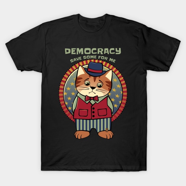 Save Democracy Patriotic Cat T-Shirt by Sue Cervenka